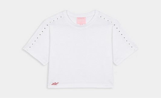 Studded White Crop Top